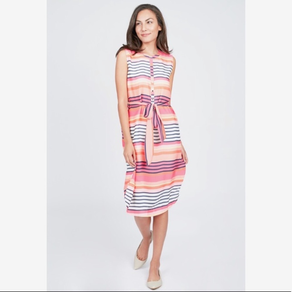🌷 Ava Bright Summer Striped Shirtdress 🌷